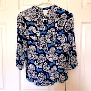 STYLUS Floral Blouse Blue Black